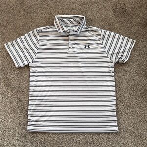 LG Men's Polo Shirt - White and Black Stripes